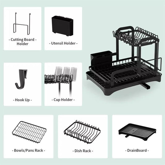 Double-Layer Kitchen Tableware Drying Rack