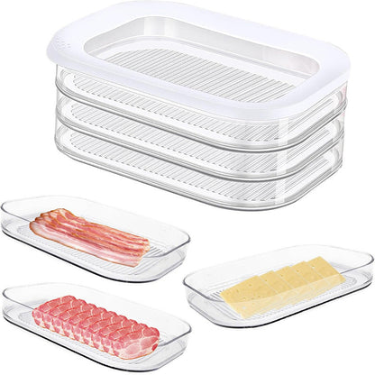 📢📢42% OFF !! ⏰3 Layer Reusable Food Storage Containers with Lid Clear Fridge Crisper