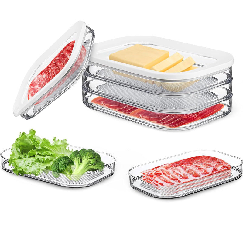 📢📢42% OFF !! ⏰3 Layer Reusable Food Storage Containers with Lid Clear Fridge Crisper