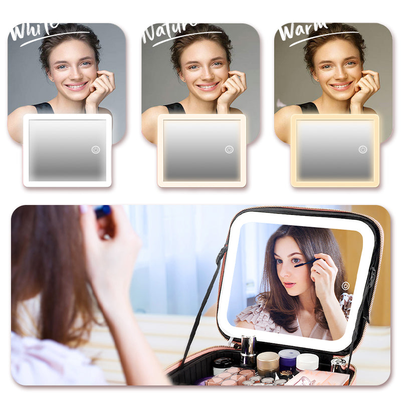 Flawless Makeup Anywhere – Portable LED Mirror Makeup Bag!✨