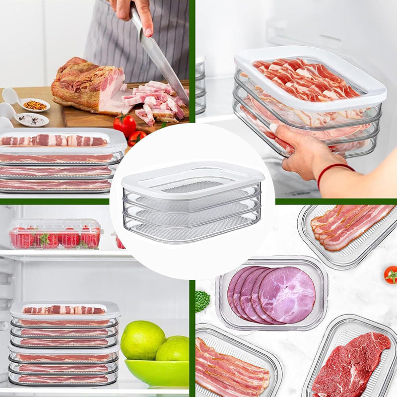 📢📢42% OFF !! ⏰3 Layer Reusable Food Storage Containers with Lid Clear Fridge Crisper