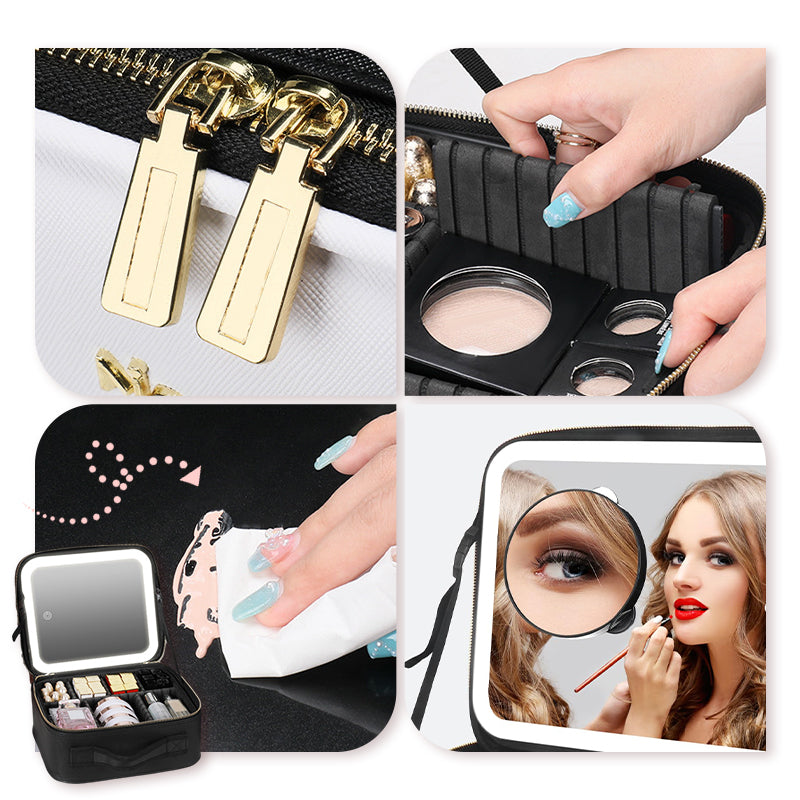 Flawless Makeup Anywhere – Portable LED Mirror Makeup Bag!✨