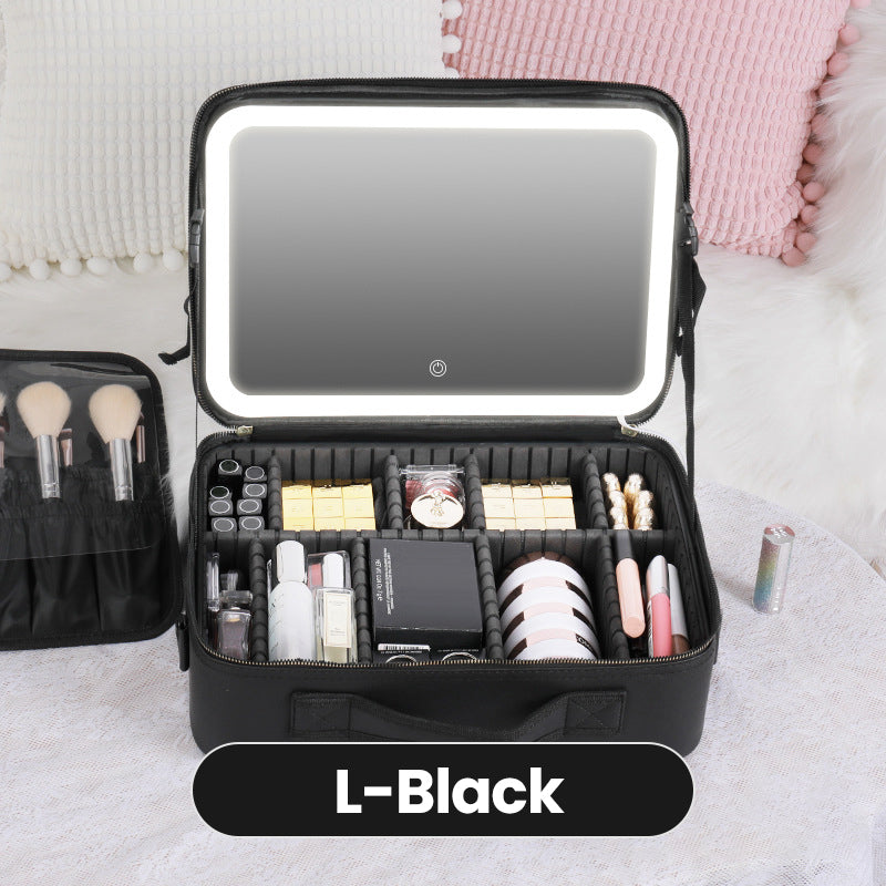 Flawless Makeup Anywhere – Portable LED Mirror Makeup Bag!✨