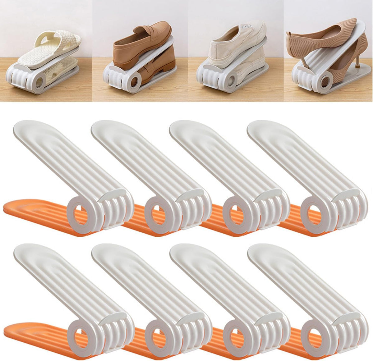 Shoe Storage Rack – Space-Saving Double Deck, Adjustable Grooves – Eco-Friendly PP, Easy Clean – Closet Essential! 🛡️💨