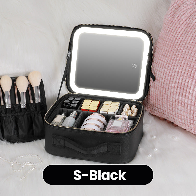Flawless Makeup Anywhere – Portable LED Mirror Makeup Bag!✨