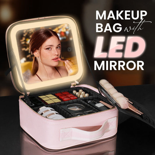 Flawless Makeup Anywhere – Portable LED Mirror Makeup Bag!✨