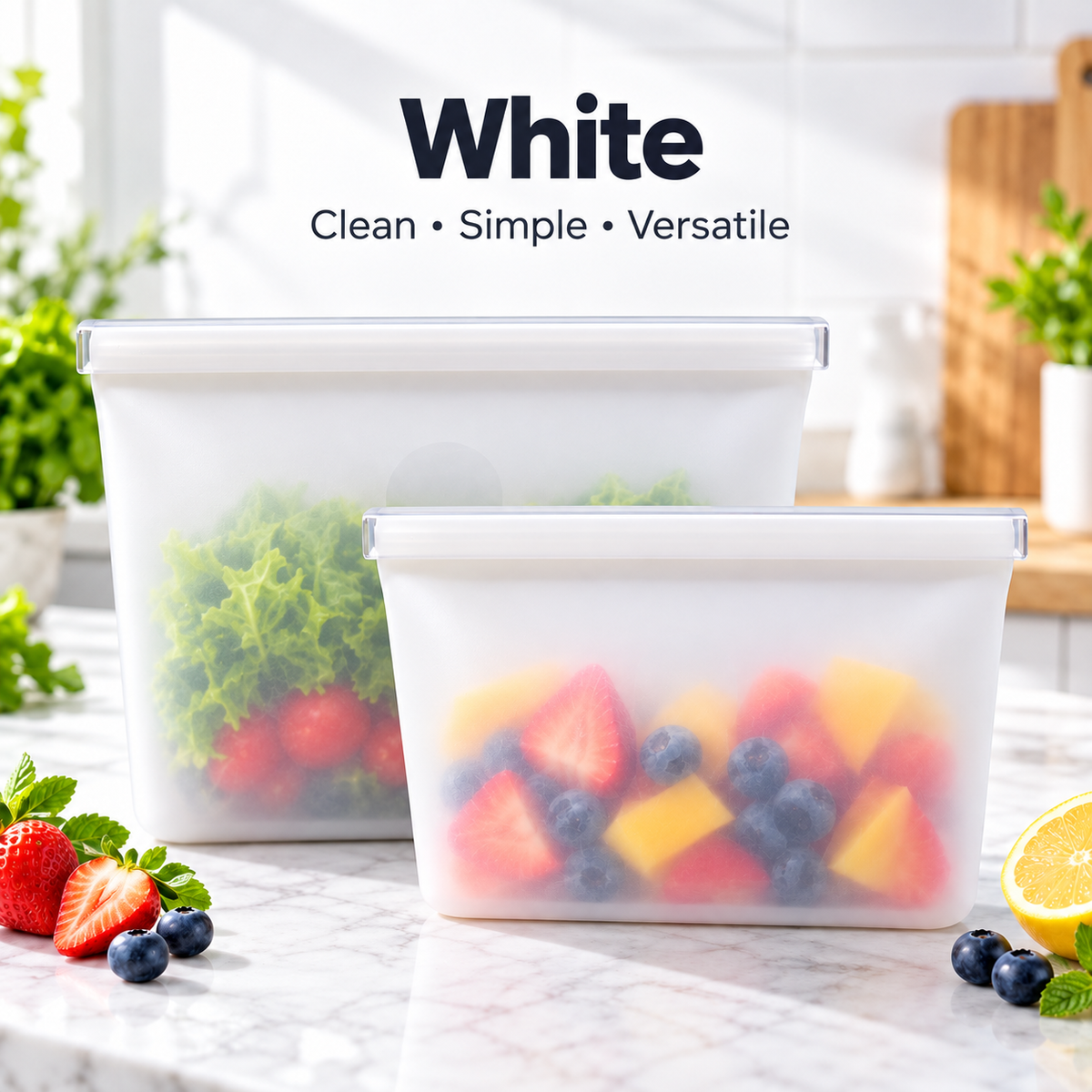 Reusable Silicone Zip Containers-Set of two (one large, one small)