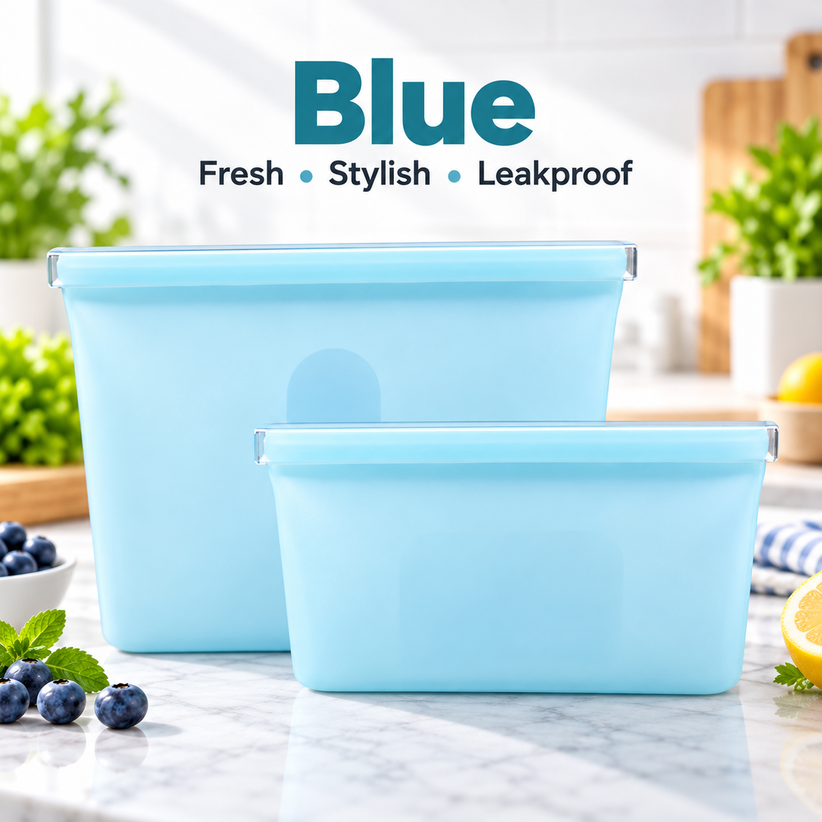 Reusable Silicone Zip Containers-Set of two (one large, one small)