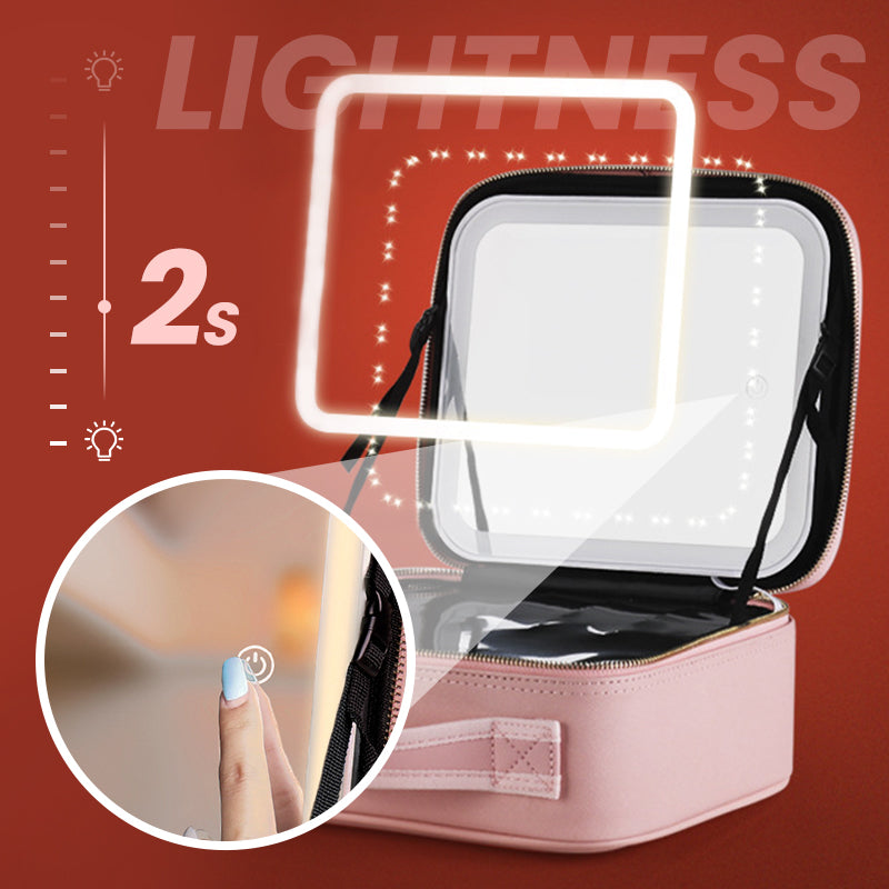 Flawless Makeup Anywhere – Portable LED Mirror Makeup Bag!✨