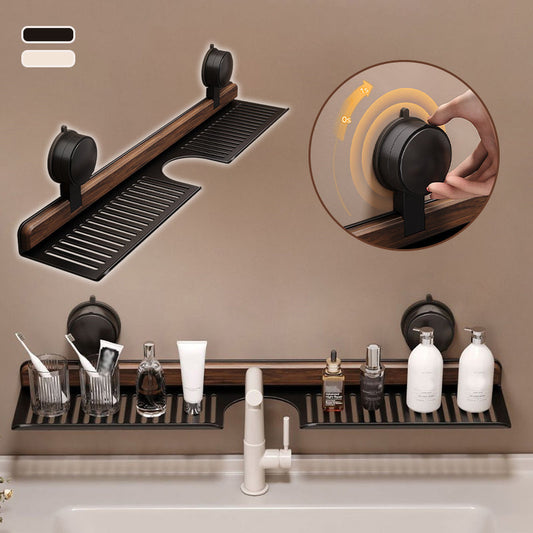💥 Walnut Suction Cup Bathroom Shelf