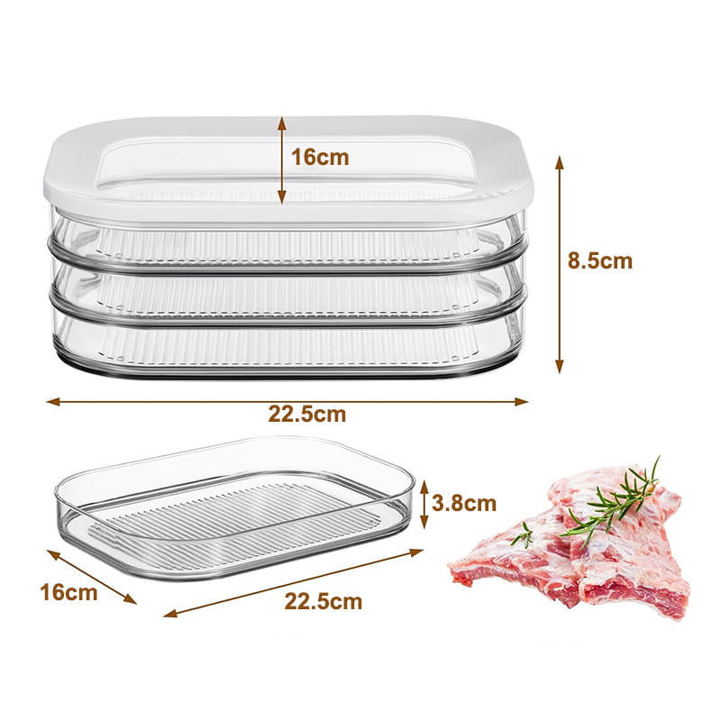 📢📢42% OFF !! ⏰3 Layer Reusable Food Storage Containers with Lid Clear Fridge Crisper