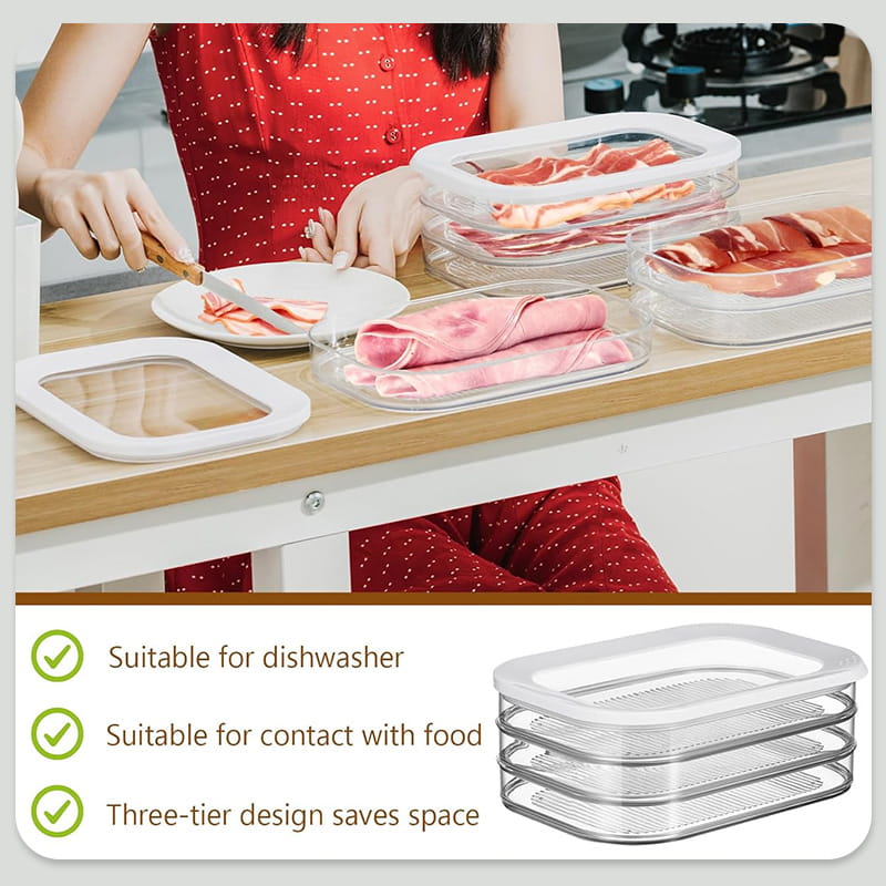 📢📢42% OFF !! ⏰3 Layer Reusable Food Storage Containers with Lid Clear Fridge Crisper