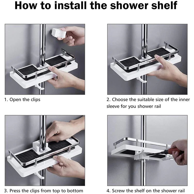 🔥Bathroom Pole Shower Storage Rack Holder