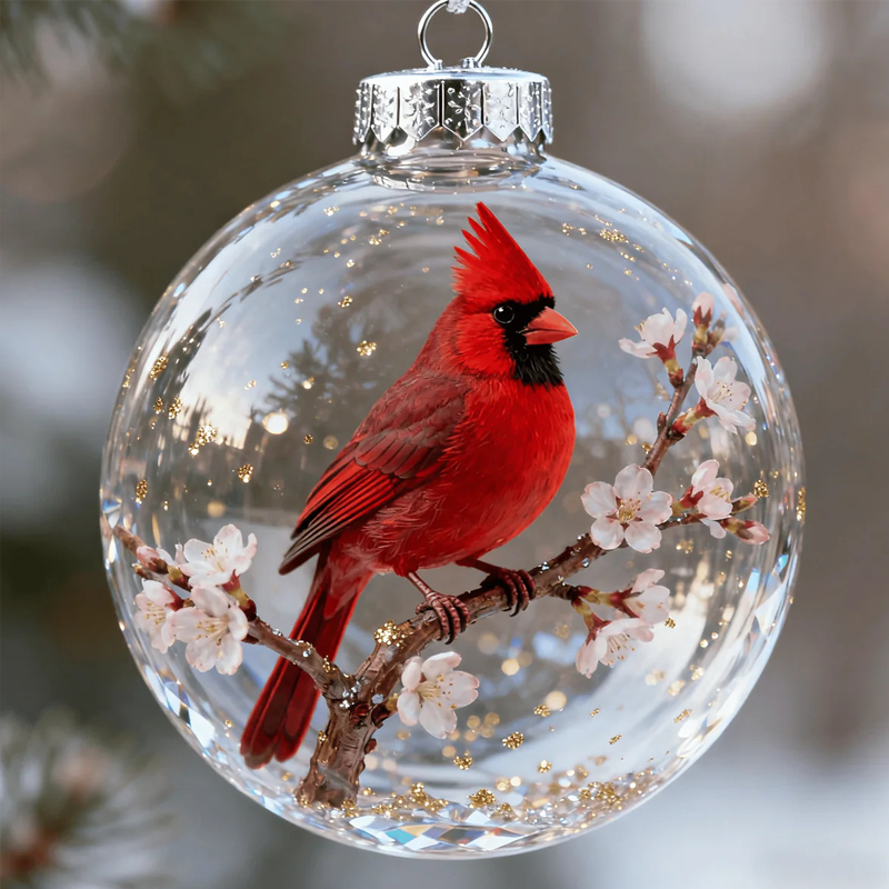 🐦✨Nature's Bird Glass-Look Sphere Ornament