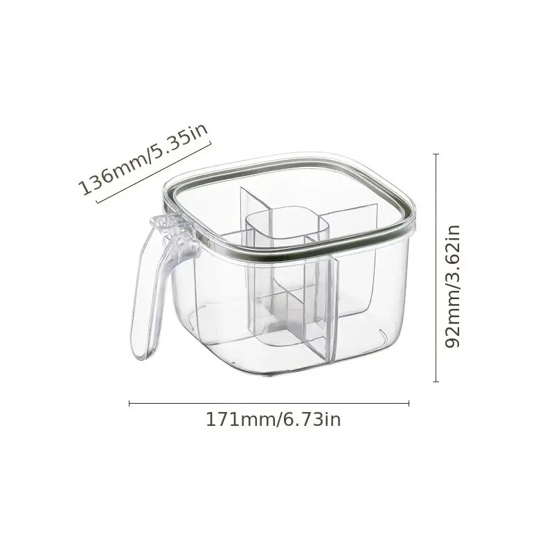 4 Compartments Clear Sealed Seasoning Box