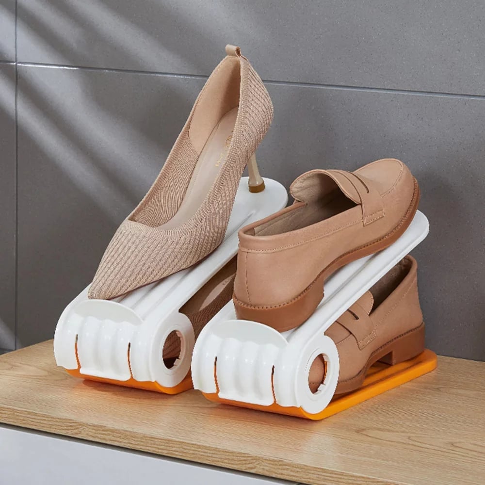 Shoe Storage Rack – Space-Saving Double Deck, Adjustable Grooves – Eco-Friendly PP, Easy Clean – Closet Essential! 🛡️💨