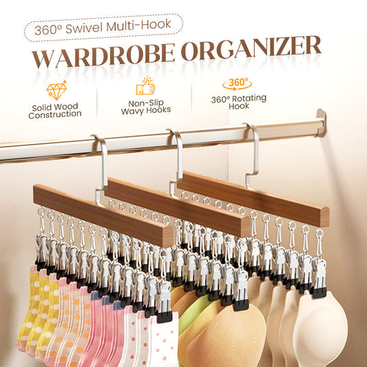 👕360° Swivel Multi-Hook Wardrobe Organizer