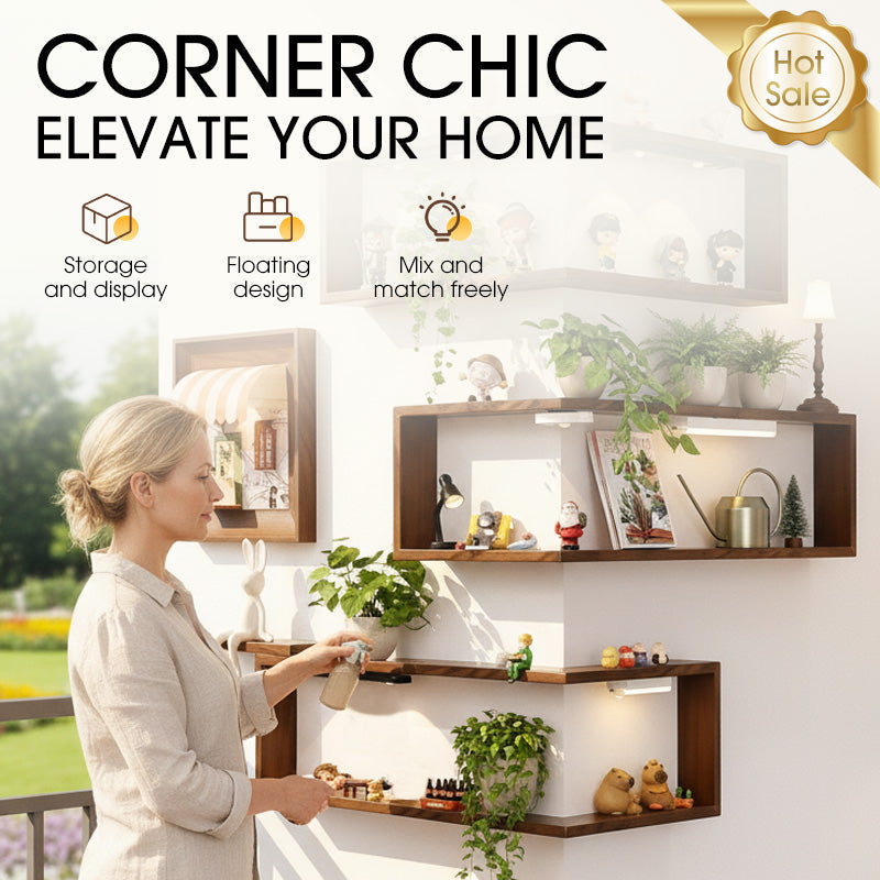 💝Rustic Wood Corner Wall Shelf