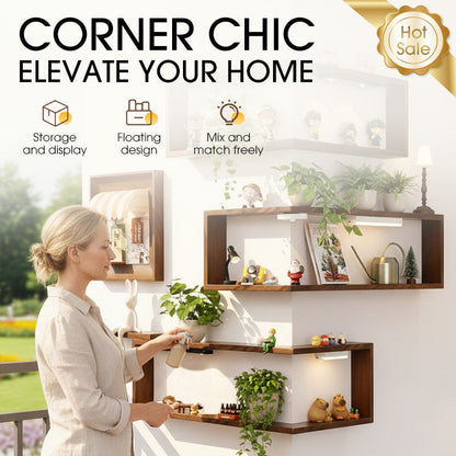 💝Rustic Wood Corner Wall Shelf
