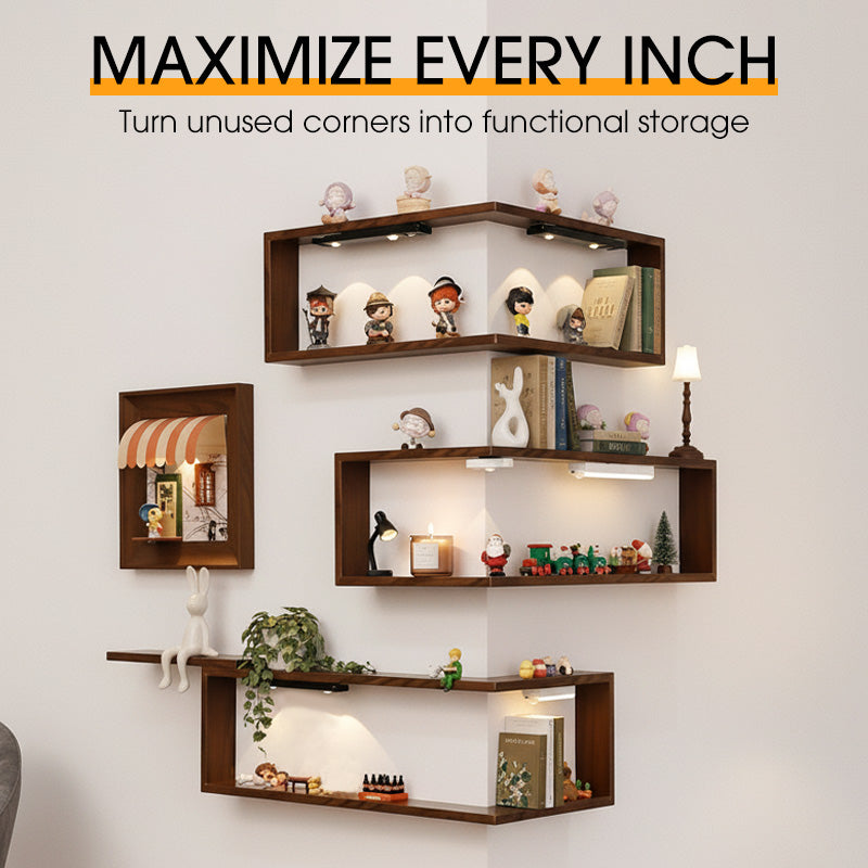 💝Rustic Wood Corner Wall Shelf