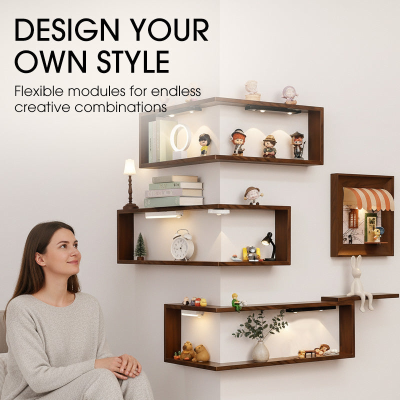 💝Rustic Wood Corner Wall Shelf
