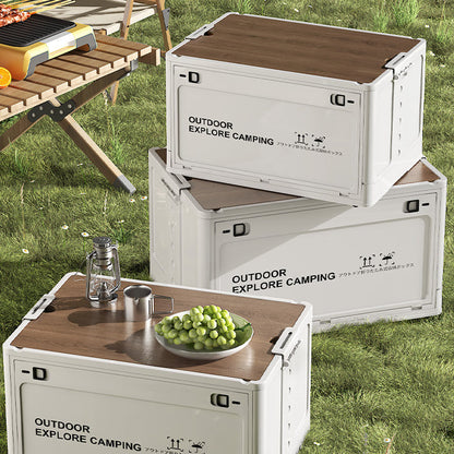🔥Collapsible Camping Storage Box with Wooden Lid