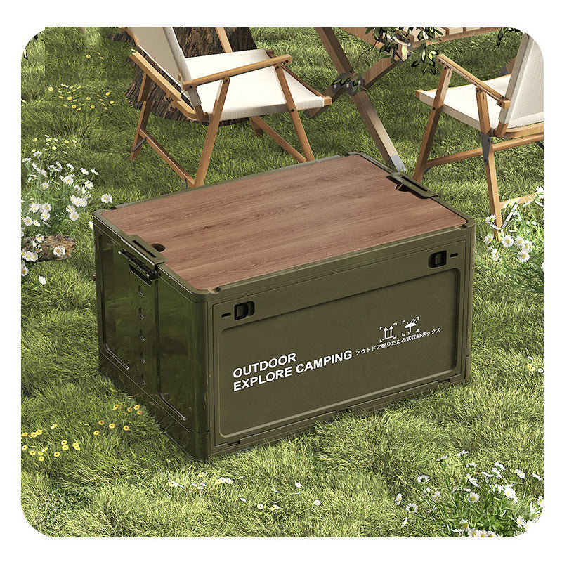 🔥Collapsible Camping Storage Box with Wooden Lid