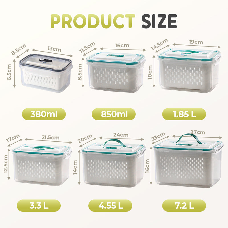 🥗 🧊 2 in 1 Draining Fresh-Keep Food Container – Airtight & Microwave Safe – Fridge Essential 🔒