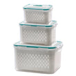 🥗 🧊 2 in 1 Draining Fresh-Keep Food Container – Airtight & Microwave Safe – Fridge Essential 🔒
