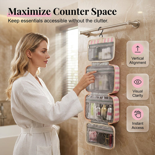 Striped Hanging Travel Toiletry Bag