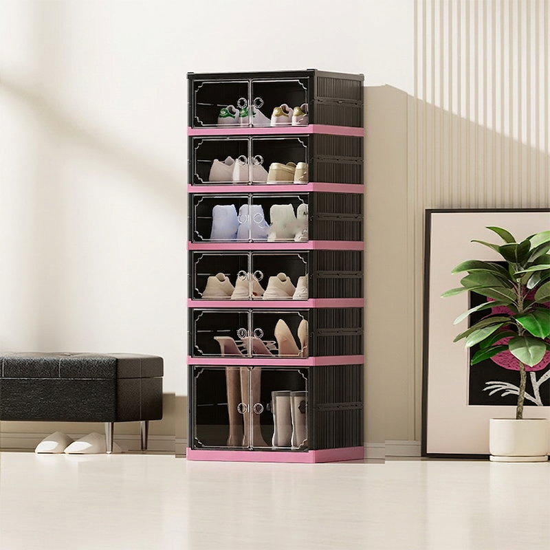 Foldable & Stackable Shoe Cabinet with Clear Doors