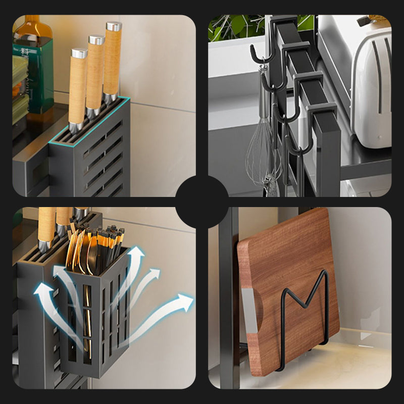 🍳✨ Expandable Microwave Rack – Adjustable, 75kg Capacity, Hooks Included 🧰