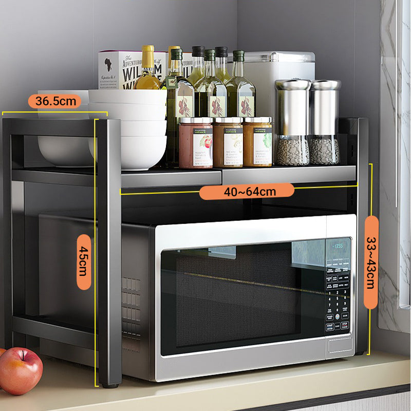 🍳✨ Expandable Microwave Rack – Adjustable, 75kg Capacity, Hooks Included 🧰
