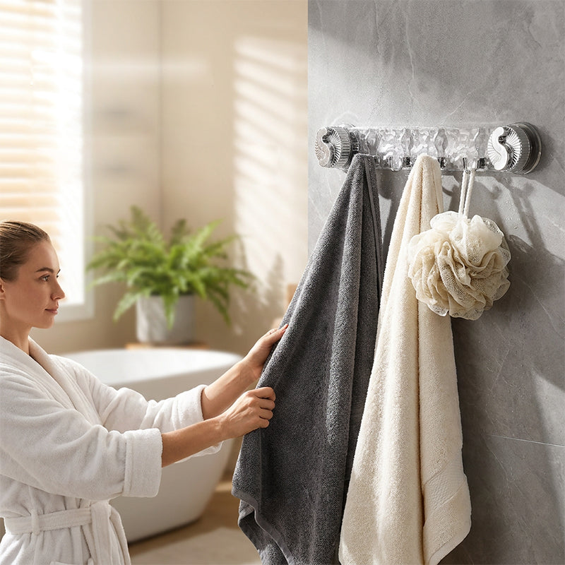 🧲 BUY 3 GET 1 FREE! Minimalist Suction Cup Hook Rail – No drilling, rust-proof & strong hold🚪
