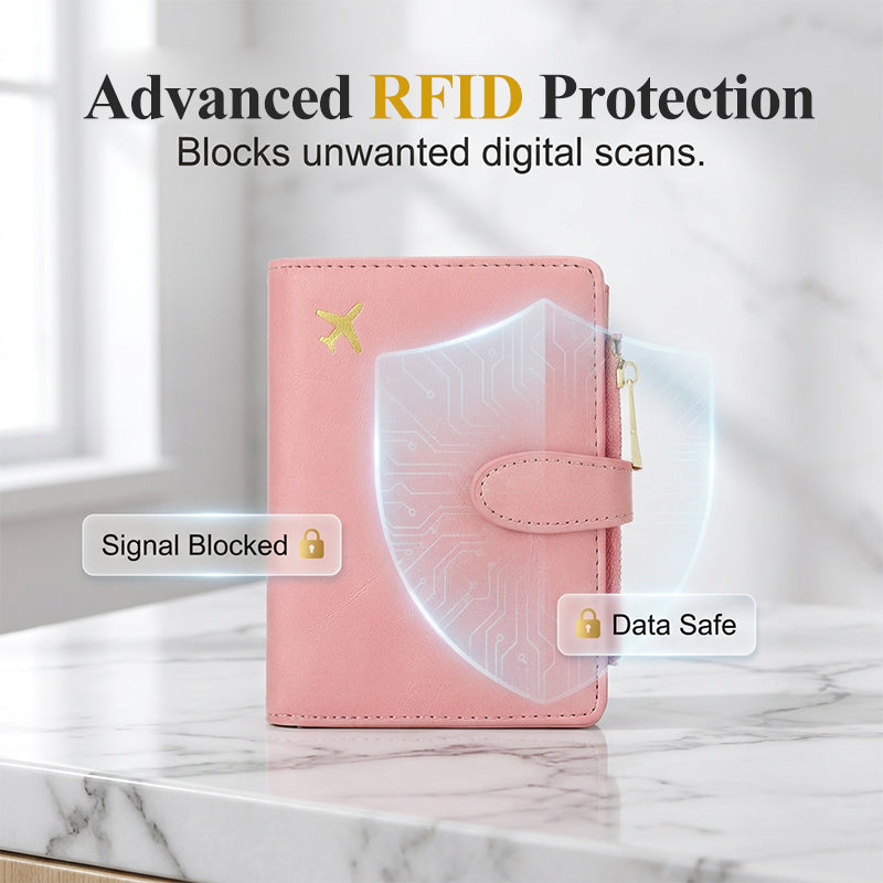 Multi-functional RFID Blocking Travel Passport Wallet