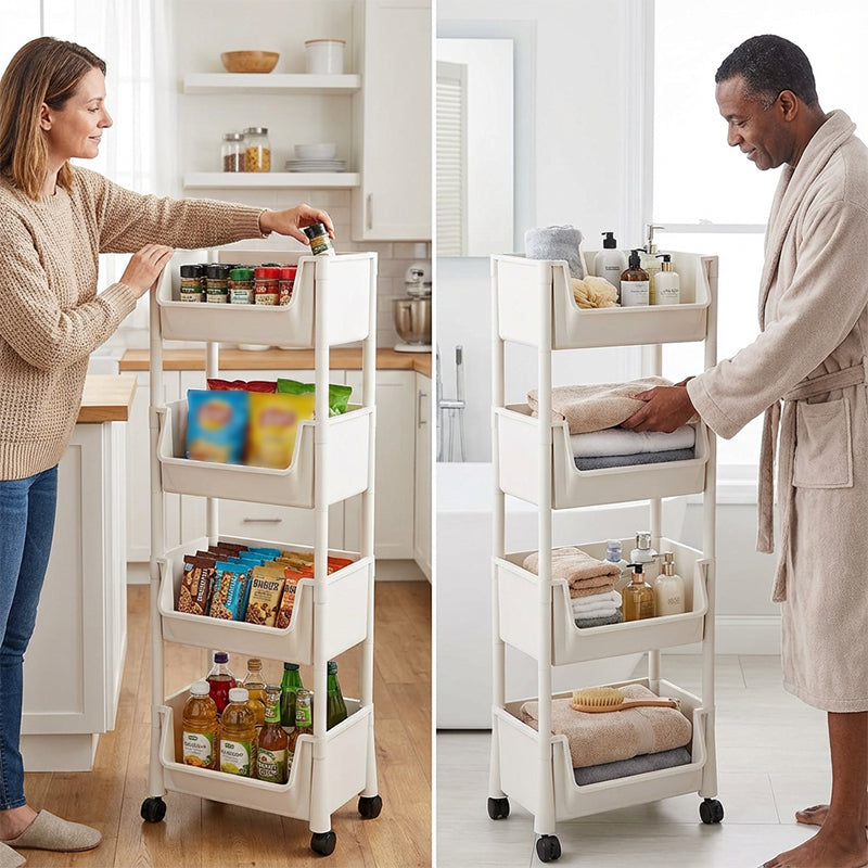 📦 Slim Rolling Cart ✨ Slide-Into-Gaps, Clutter Killer ✨