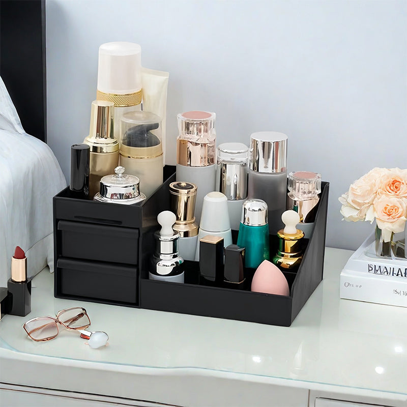 💥Desktop Makeup Organizer with Drawers – Space-Saving PP Design, Multi-Tiered Storage & Portable Slide Drawers ✨