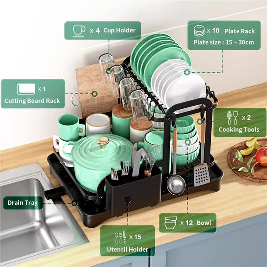 Double-Layer Kitchen Tableware Drying Rack