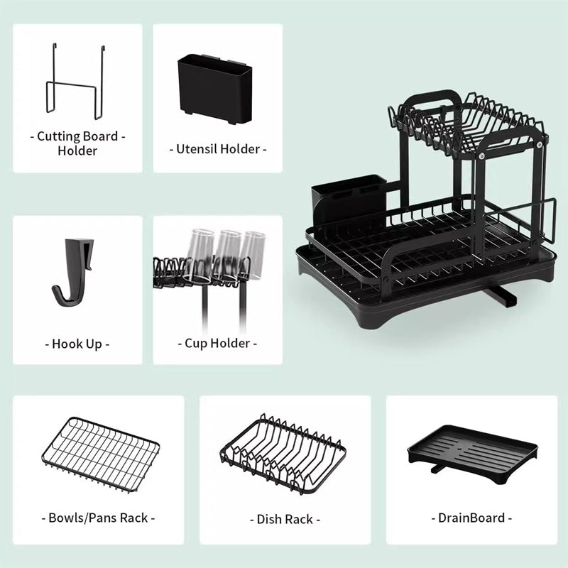Double-Layer Kitchen Tableware Drying Rack