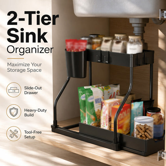 🔥2-Tier Pull-Out Under Sink Organizer.The kitchen, bathroom, and bedroom—these storage solutions help keep your home clean and tidy.