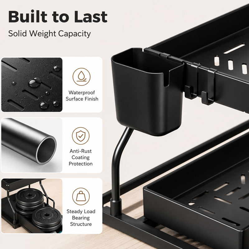 🔥2-Tier Pull-Out Under Sink Organizer.The kitchen, bathroom, and bedroom—these storage solutions help keep your home clean and tidy.