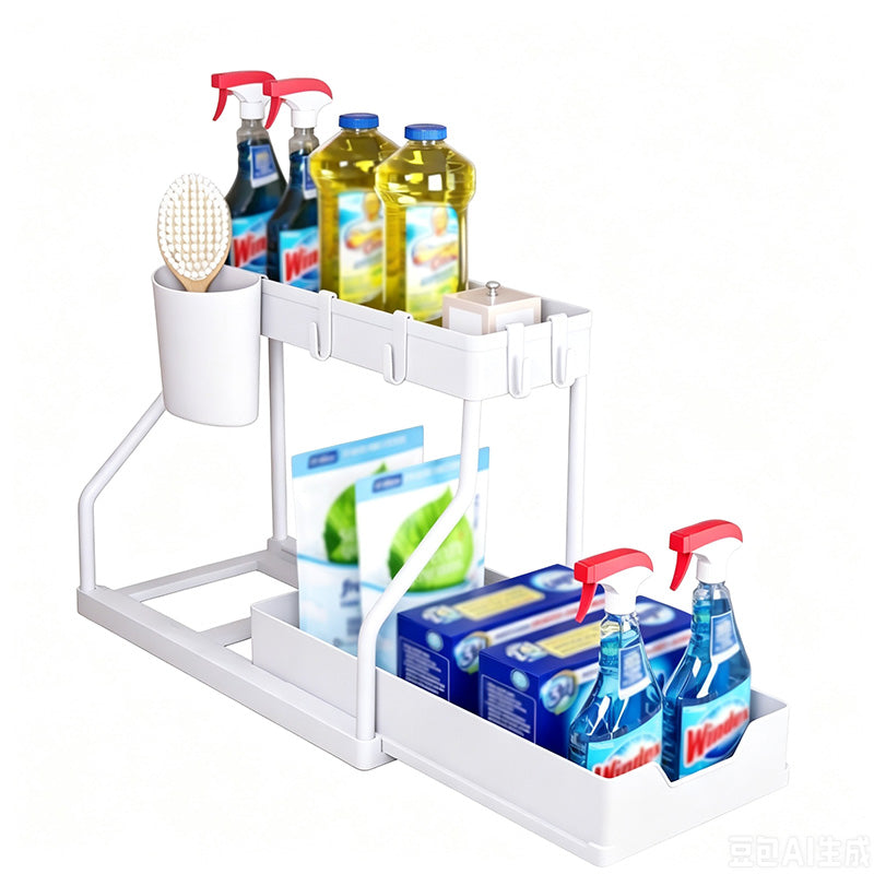 🔥2-Tier Pull-Out Under Sink Organizer.The kitchen, bathroom, and bedroom—these storage solutions help keep your home clean and tidy.