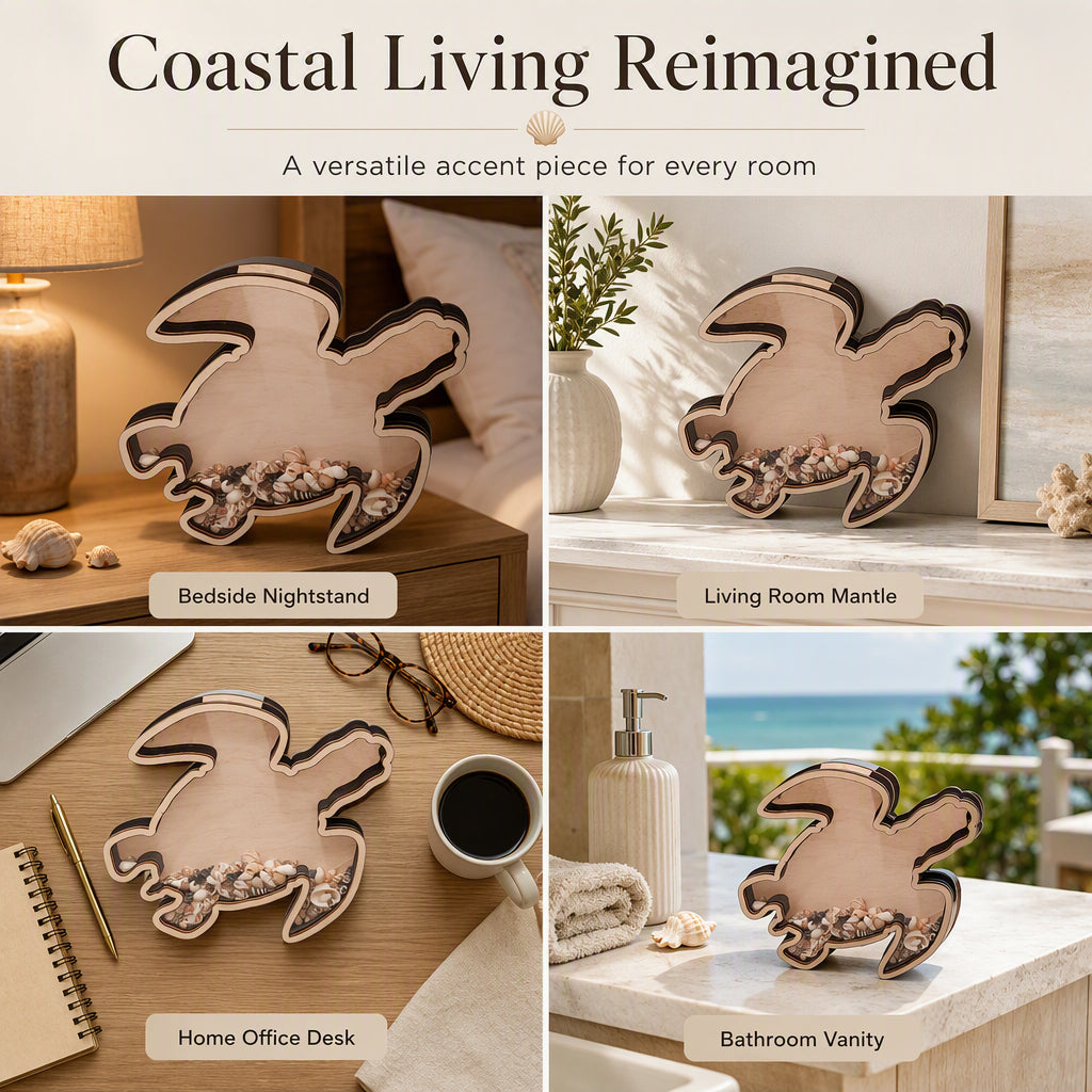 🐢Creative Wood Sea Turtle Shell Organizer