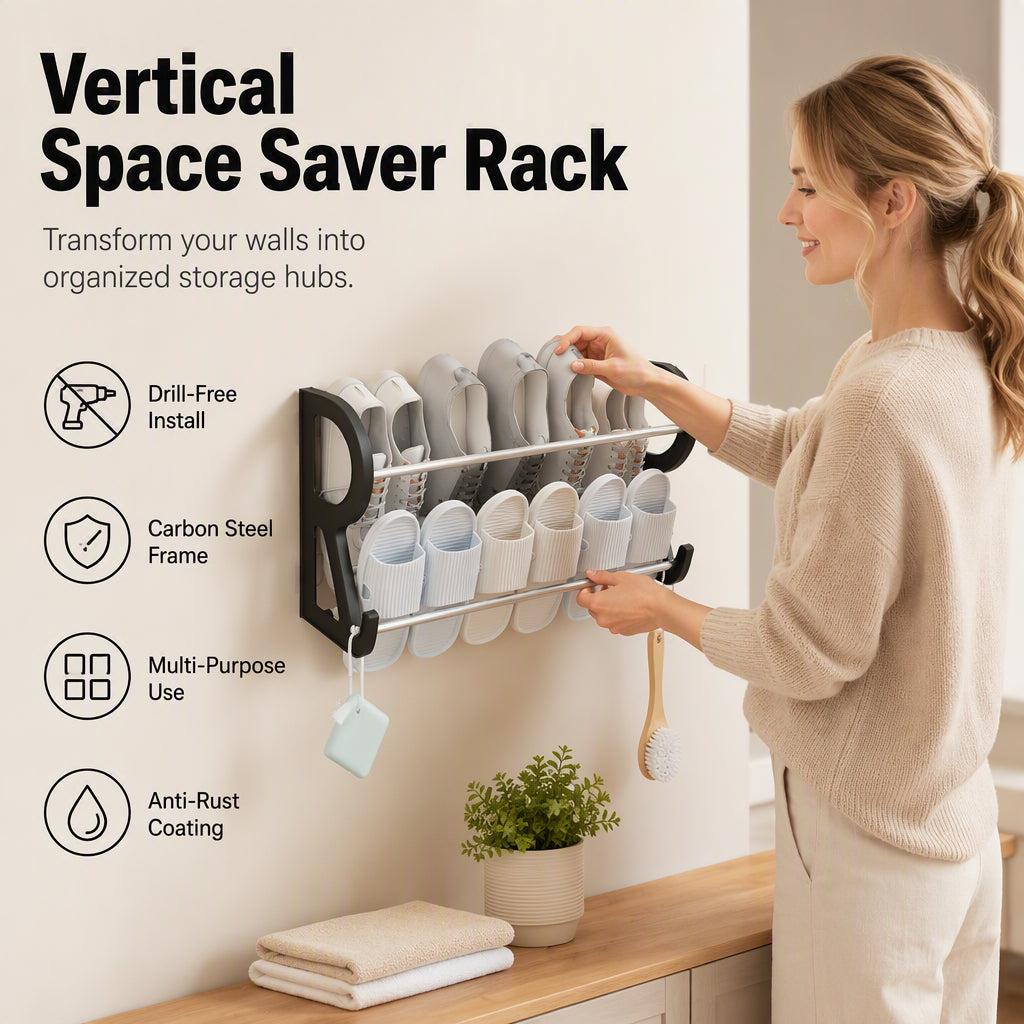Drill-Free Wall-Mounted Shoe Rack