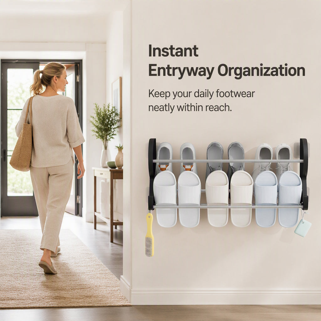 Drill-Free Wall-Mounted Shoe Rack