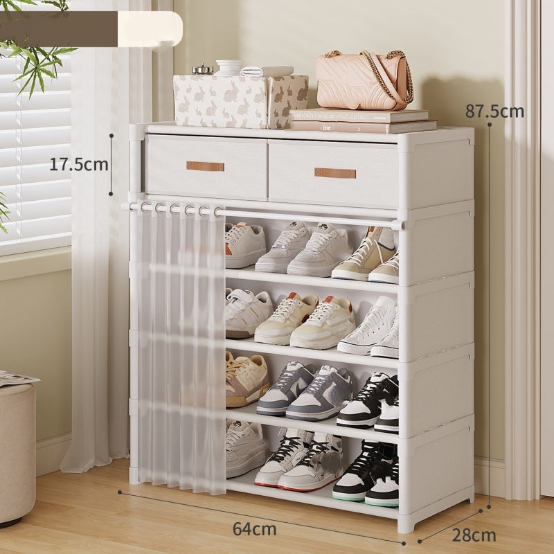 👟 🏠 Multi-Layer Shoe Rack – 360° Dustproof Protection, Removable Shelves & Dual Top Drawers – Compact Space-Saving Design ✨