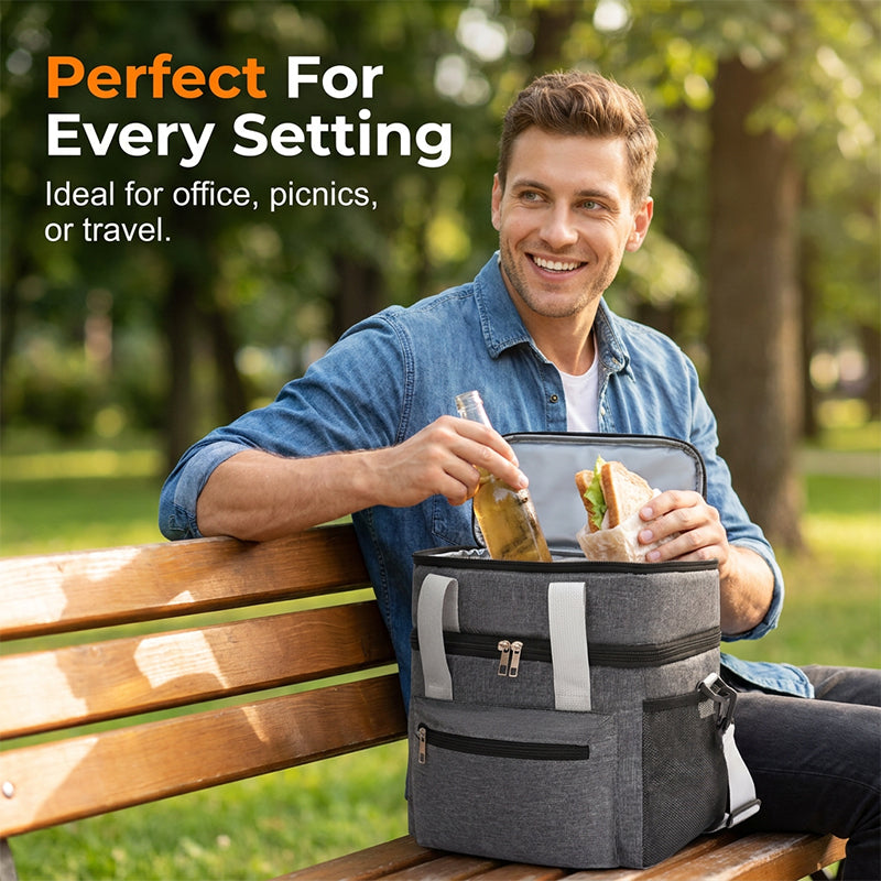 Double Layer Insulated Lunch Bag