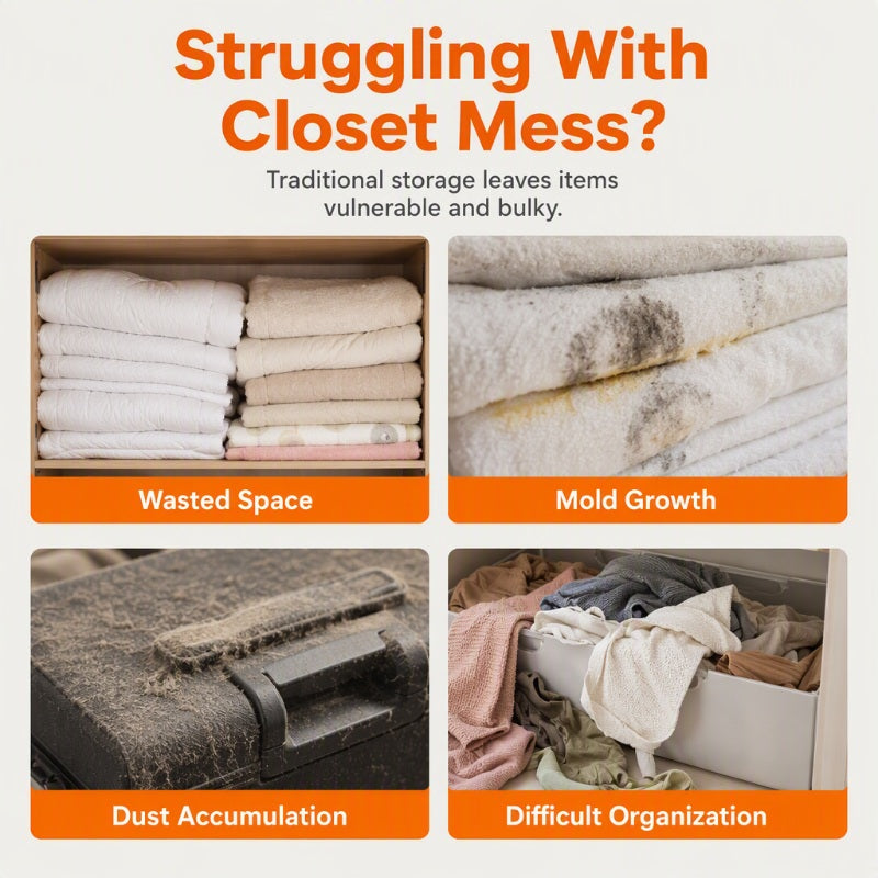 🥳Vacuum Storage Bags – Pump-free, 3D compression & leak-proof. Maximize space – grab yours! ✅