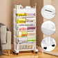 Movable Bookshelf on Wheels: 5/6 Tiers, 45° Angled Shelves, Lockable Casters, Space-Saving Design📚