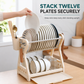 🍽️ 🥣 2‑Tier Compact Dish Drying Rack – Double Counter Space, Pull‑Out Drip Tray, 12+ Plate Slots 🧽